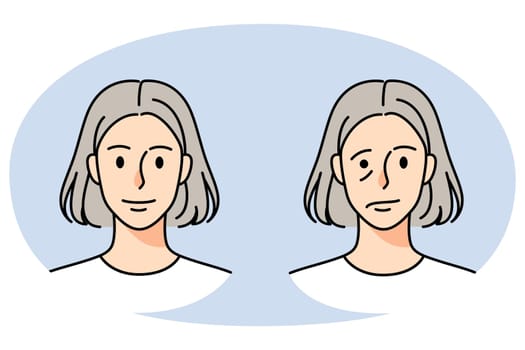 Old woman struggle with facial nerve palsy