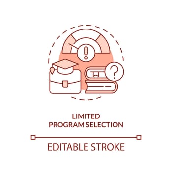 Limited program selection red concept icon
