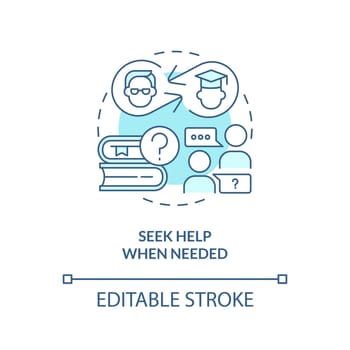 Seek help when needed turquoise concept icon