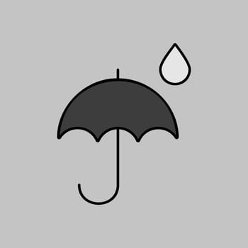 Umbrella and rain drops vector icon. Weather sign