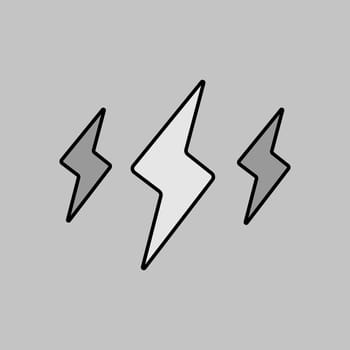 Rainstorm lightning vector flat icon. Weather sign
