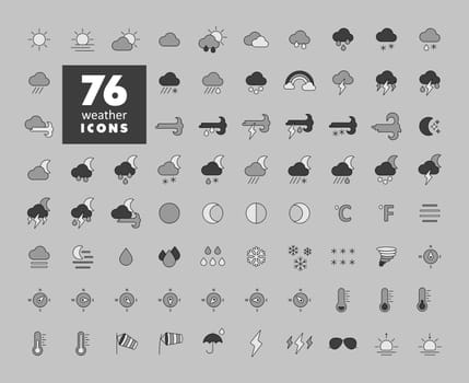 Vector weather forecast icon set. Meteorology sign