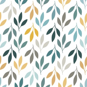 Abstract outlined leaves and branches seamless pattern. Vector foliage silhouettes.