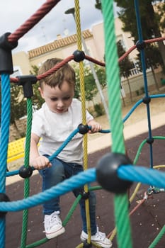 Child having fun on a swing