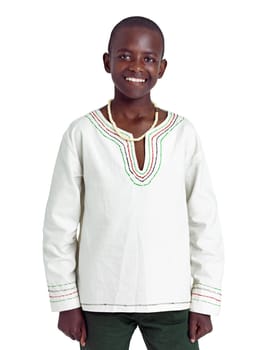 Positive and proud. Studio portrait of a young african teenage boy isolated on white.