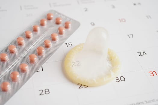 Condom and birth control pills for prevent infection, safe sex  and birth control.