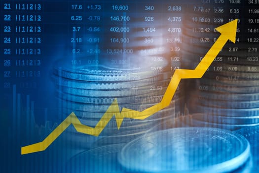 Stock market finance business, economy trend graph digital technology.