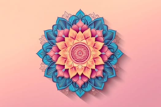mandala, a circular picture symbolizing the universe, banner with copy space, background, made with Generative AI. High quality illustration