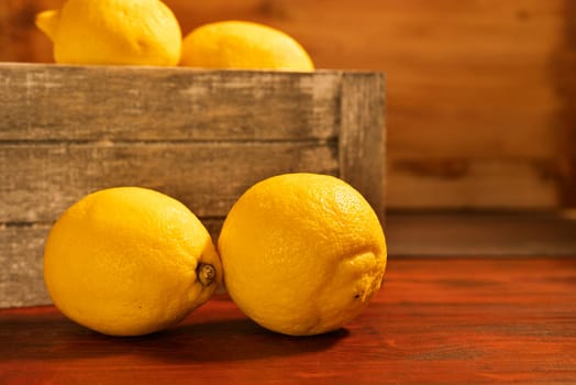 Fresh lemons fruit on table
