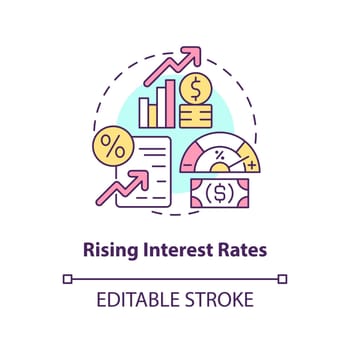 Rising interest rates concept icon