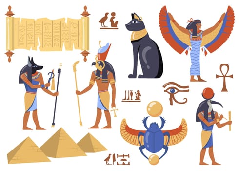 Egyptian mythology characters set