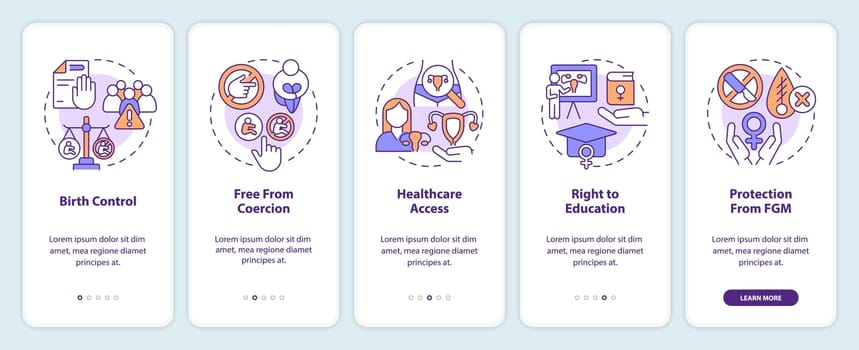 Womens reproductive rights onboarding mobile app screen