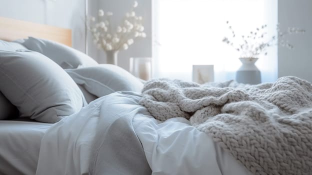 Cozy home bedroom interior - generative AI, AI generated