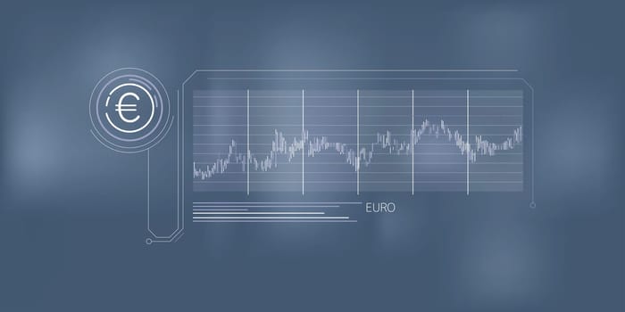 Abstract infographic of stable euro exchange rate.
