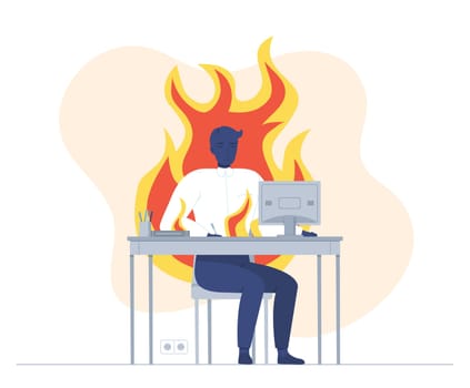 Stressed Office Worker. Burnout and Deadline Concept. Vector Illustration in Flat Style Deadline concept.