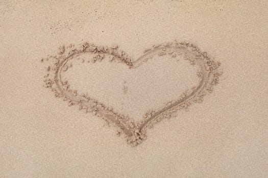 Heat symbol written on a beach wet sand.