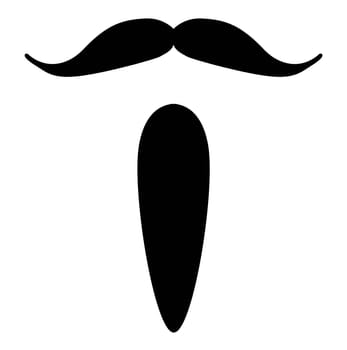 Napoleon III Imperial Beard style men illustration Facial hair mustache. Vector black male Fashion template flat barber