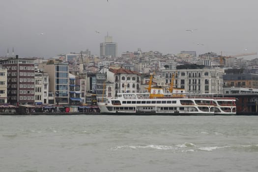 ISTANBUL, TURKEY 12 January 2023, ferryboat sail on the Bosphorus river
