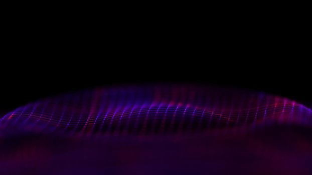 Purple technology music wave background. Neon red light.