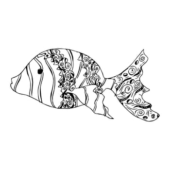 Vector black fish doodle. Vector ESP