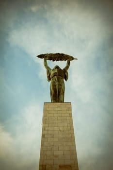 Liberty Statue (Freedom Statue) at the Citadel on Gellert hill in Budapest, Hungary
