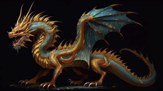 Large, the dragon is a symbol of the new year according to the eastern calendar. AI generated.