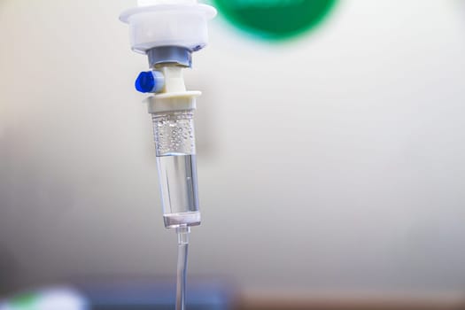 Set IV fluid intravenous drop saline drip in a hospital room