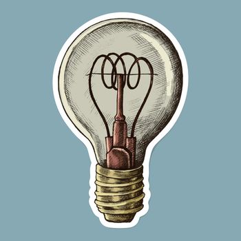 Vector lightbulb vintage cartoon sticker