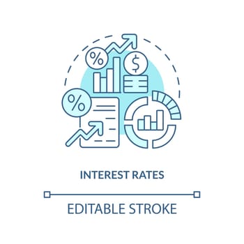 Interest rates turquoise concept icon