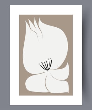 Still life flower asymmetric object wall art print. Wall artwork for interior design. Printable minimal abstract flower poster. Contemporary decorative background with object.