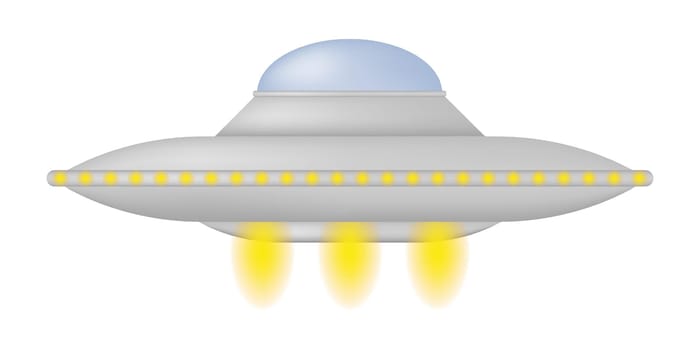 Silver alien spaceship. Flying saucer 3d. UFO
