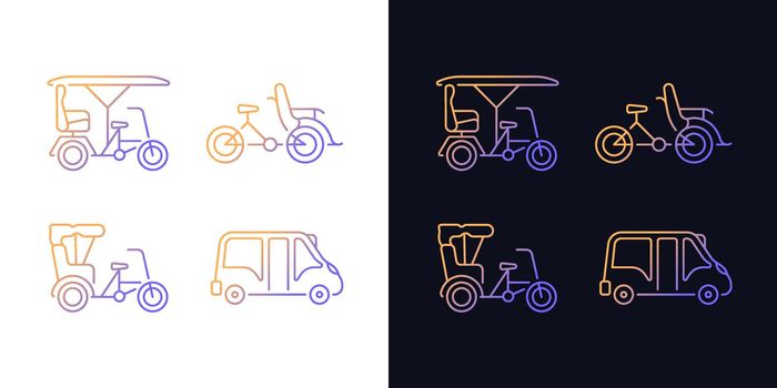 Vehicle for hire gradient icons set for dark and light mode