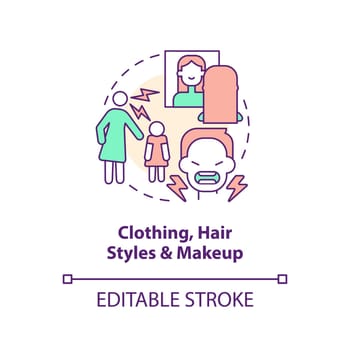 Clothing, hair styles and makeup concept icon