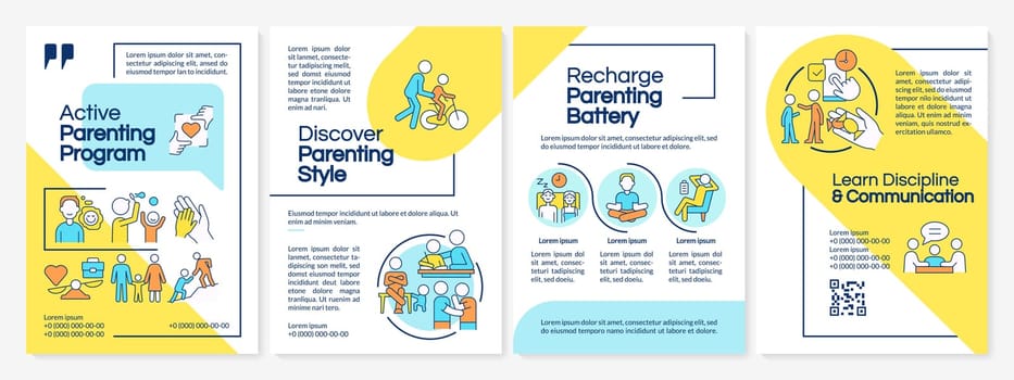 Active parenting program blue and yellow brochure template