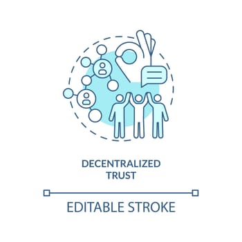 Decentralized trust turquoise concept icon