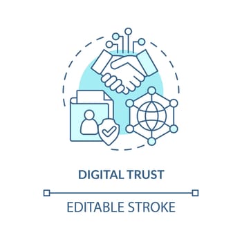Digital trust turquoise concept icon