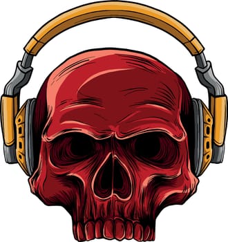 vector illustration of Skull in the headphones