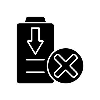 Dont fully drain batteries black glyph manual label icon