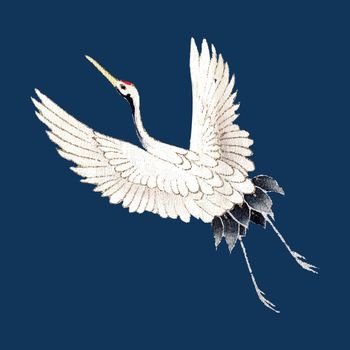 Japanese crane ornamental element vector, remix of artwork by Watanabe Seitei