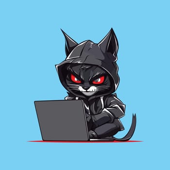 vector crazy hacker black cat