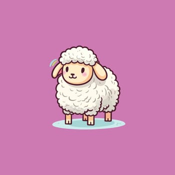 cute sheep on pink background