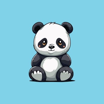 Illustration of a cute panda bear sitting