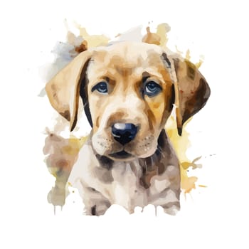 watercolor dog retriever portrait element illustration.