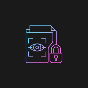 Protected biometric data gradient vector icon for dark theme
