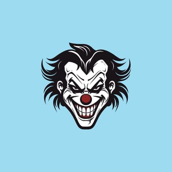 horror joker face with black hair vector