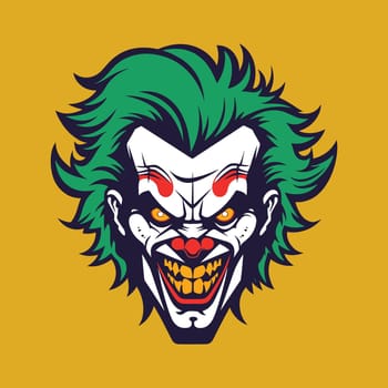 Head angry joker clown vector illustrations 
