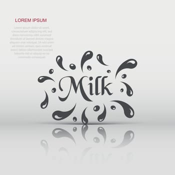 Milk splash spray vector icon in flat style. Milk drink illustration background. Milky wave concept.