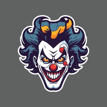 joker face sticker on grey background