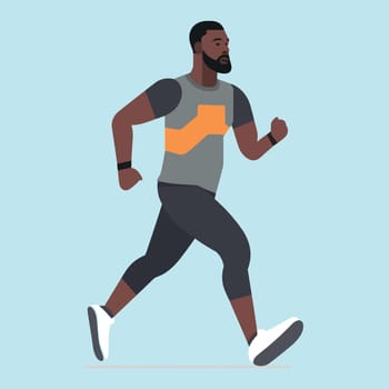 Man running during fitness training vector illustration