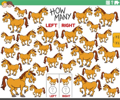 count left and right pictures of cartoon horse character